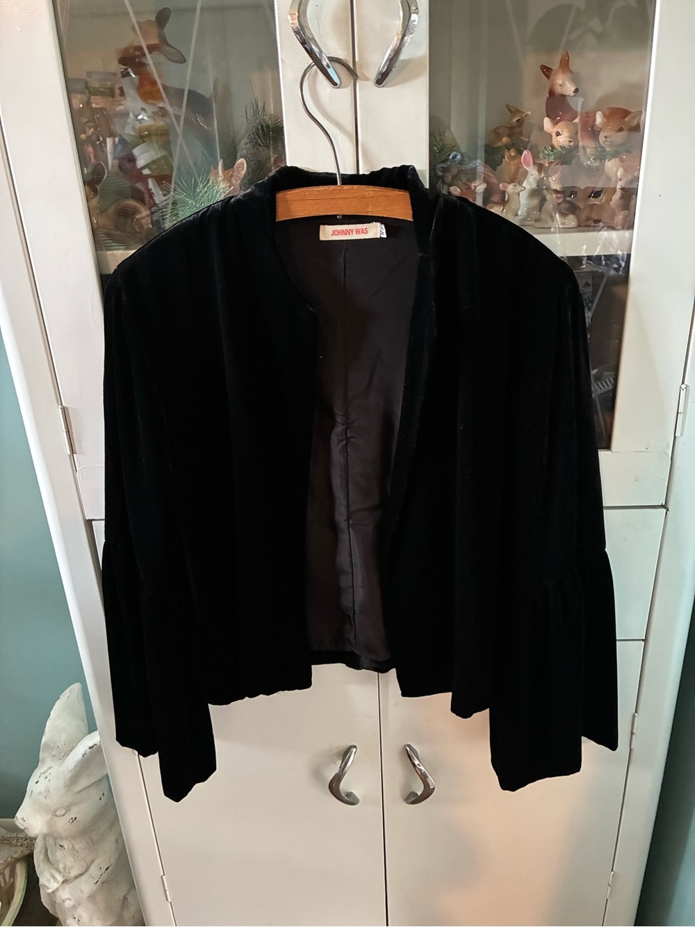 Johnny Was Black Velvet Open-Front Women’s Blazer Jacket euc sz XS like new